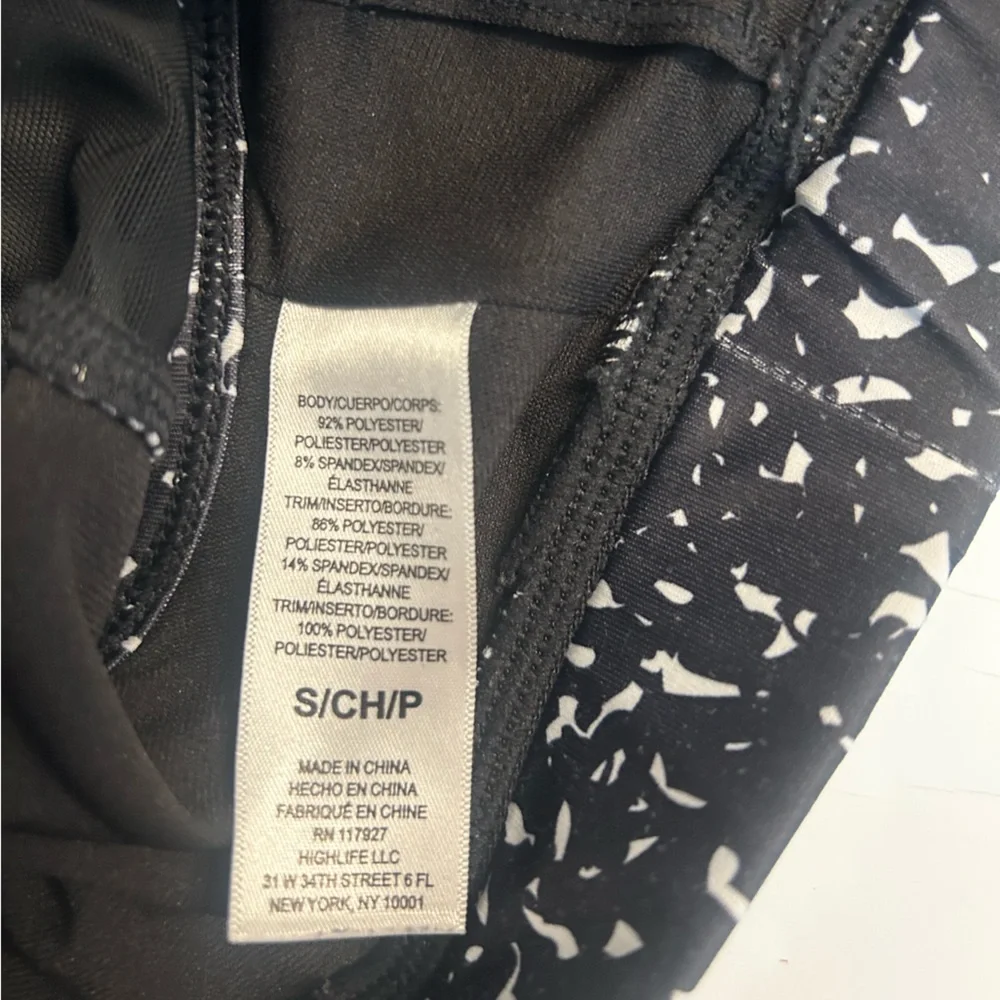 Nicole Miller Small Black White Speckled Mesh Padded Sports Bra